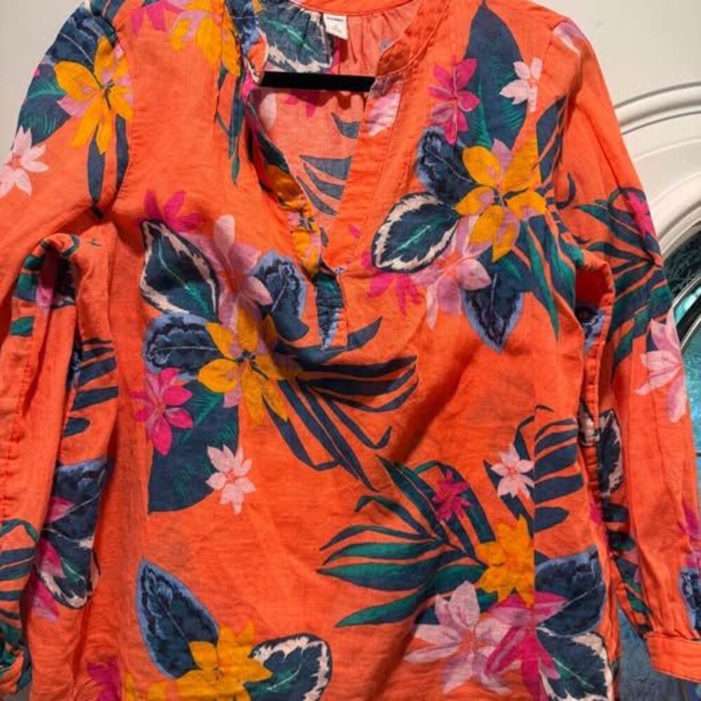 Old Navy Tropical Floral Long Sleeve Blouse Size M